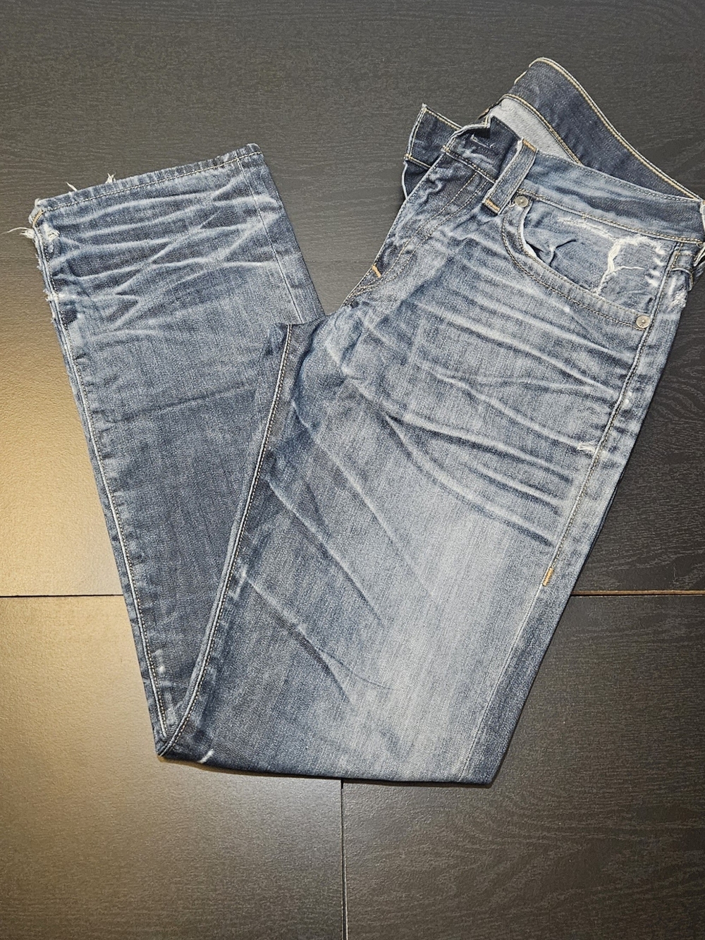 True Religion Men's Washed Blue Slim Straight Jeans